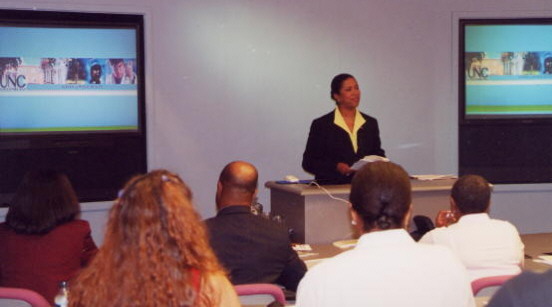 Miriam Thomas introducing the 2000 Videoconference