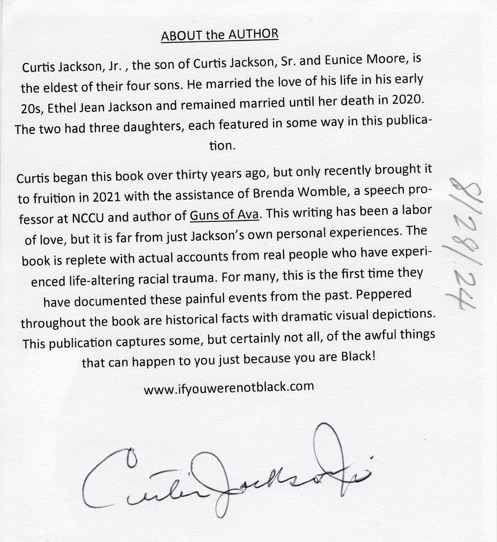 Photo of handout 'About the author'