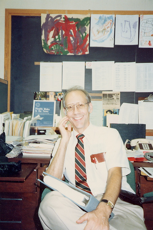 Photo of Vic Schoenbach in his 2nd office, 1987